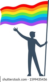 Man with flag LGBT on a white background