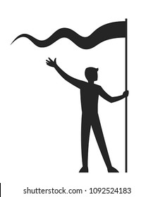 Man with flag on a white background