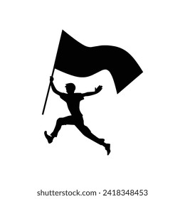 man with flag on white background