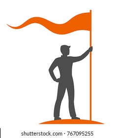 Man with flag on a white background