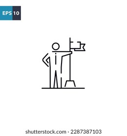 Hombre con icono de contorno de bandera Vector