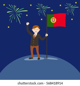 man flag Portugal vector illustration