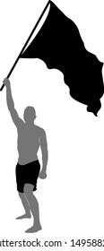 Man with flag silhouette