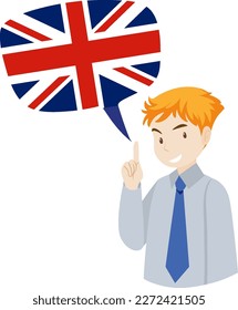 A man with flag of United Kingdom speech bubble illustration