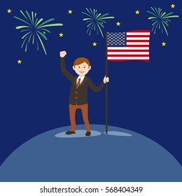 man flag USA vector illustration