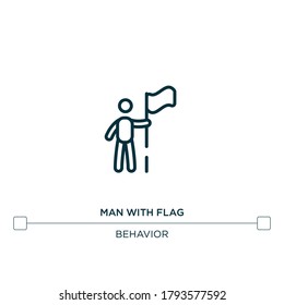 man with flag vector line icon. Simple element illustration. man with flag outline icon from behavior concept. Can be used for web and mobile
