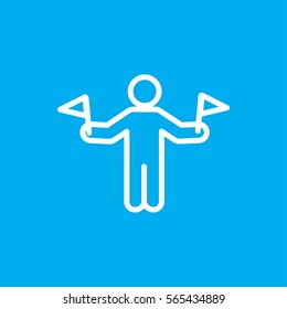 man with flags icon illustration