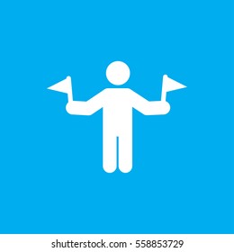 man with flags icon illustration isolated vector sign symbol