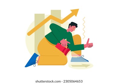 man with flashlight uncovering hidden arrow sign vector illustration