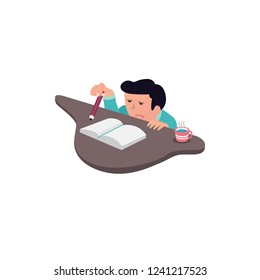 man flat design with cartoon with bored expression