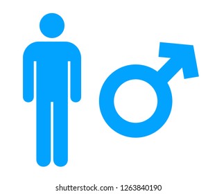 Man Flat Icon Isolated On White Background. Blue Color Gender Symbol Vector Illustration.