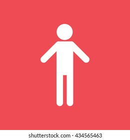 Man Flat Icon On Red Background