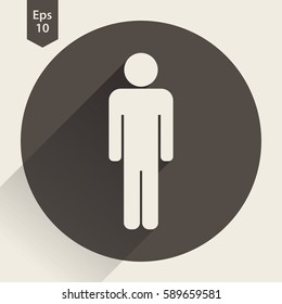 Man Flat Icon. Simple Standing Man Sign. Symbol Of Toilet. Vector Illustration