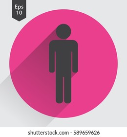 Man Flat Icon. Simple Standing Man Sign. Symbol Of Toilet. Vector Illustration