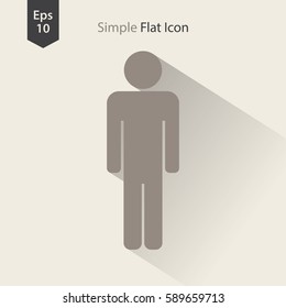 Man Flat Icon. Simple Standing Man Sign. Symbol Of Toilet. Vector Illustration