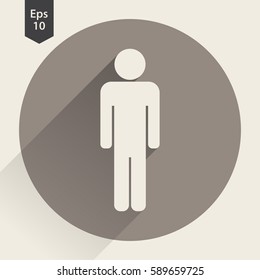 Man Flat Icon. Simple Standing Man Sign. Symbol Of Toilet. Vector Illustration