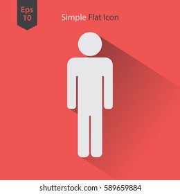 Man Flat Icon. Simple Standing Man Sign. Symbol Of Toilet. Vector Illustration
