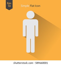 Man Flat Icon. Simple Standing Man Sign. Symbol Of Toilet. Vector Illustration