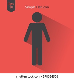 Man Flat Icon. Simple Standing Man Sign. Symbol Of Toilet. Vector Illustration
