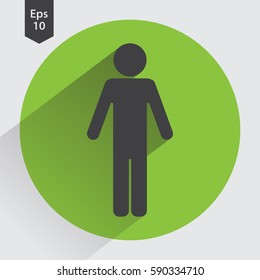 Man Flat Icon. Simple Standing Man Sign. Symbol Of Toilet. Vector Illustration