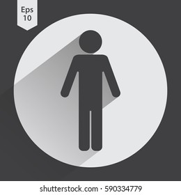 Man Flat Icon. Simple Standing Man Sign. Symbol Of Toilet. Vector Illustration