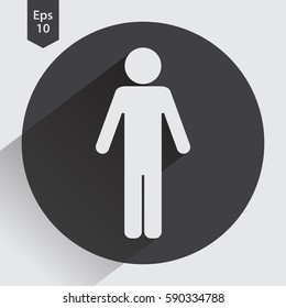 Man Flat Icon. Simple Standing Man Sign. Symbol Of Toilet. Vector Illustration