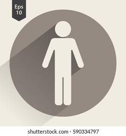 Man Flat Icon. Simple Standing Man Sign. Symbol Of Toilet. Vector Illustration