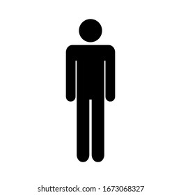 Icono plano de hombre de pie silueta. Signo masculino, silueta, símbolo, vector de persona aislado en blanco