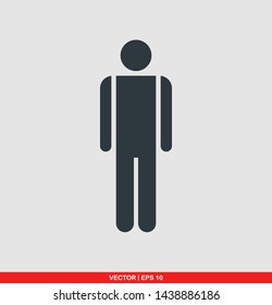 Man flat icon, vector illustration on gray background
