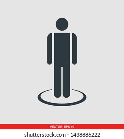 Man flat icon, vector illustration on gray background