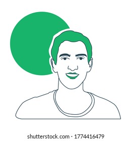 Man flat line avatar with green circle