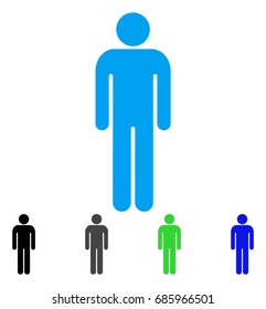 Man flat vector pictograph. Colored man gray, black, blue, green icon versions. Flat icon style for graphic design.