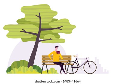 Man fleeing the city to relax with nature