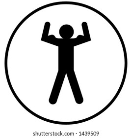 man flexing his arms biceps muscles symbol
