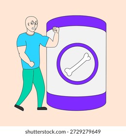A man is flexing his muscles. Concept of strength and confidence. The man looks angry