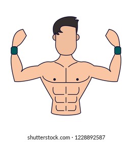 Man flexing muscular arms