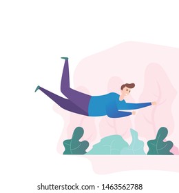 A man flies illustration for header ui website