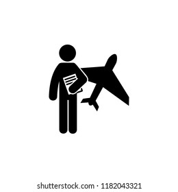 man with flight degree icon. Element of man with student degree icon for mobile concept and web apps. Glyph flight degree can be used for web and mobile on white bakgorund