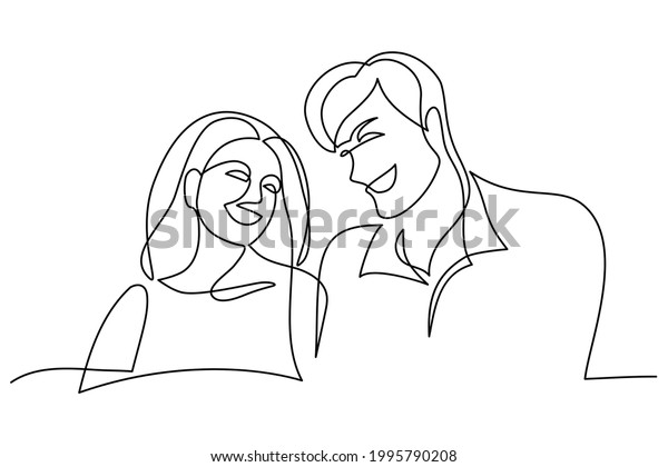 Man Flirting Woman Continuous Line Art Stock Vector (Royalty Free ...