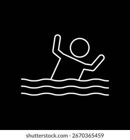 Man in flood icon. Disaster evacuation warning symbol in flat vector style.