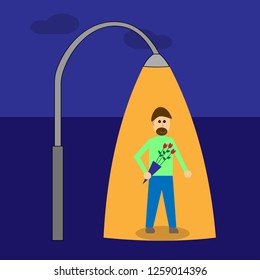 Man with flowers in hand vector graphic