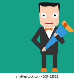 man with flowers, vector illustration