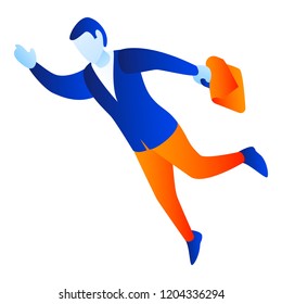 Man fly to work icon. Isometric of man fly to work vector icon for web design isolated on white background
