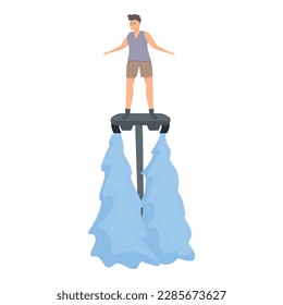 Man flyboard icon cartoon vector. Summer sport. Action travel