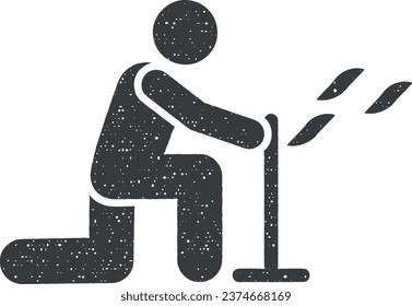 Man flying adventure icon vector illustration in stamp style