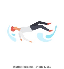 Man flying in air flow, action of male character falling in sky vector illustration