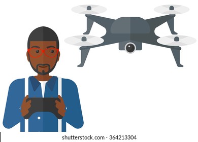 Man flying drone.