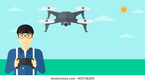 Man flying drone.