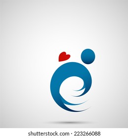   Man flying with Hearts. Vector icon design template.