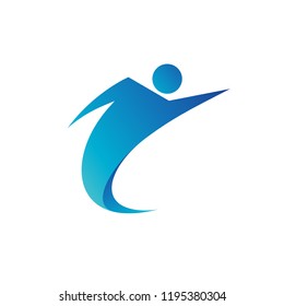 Man Flying Pose Logo Vector